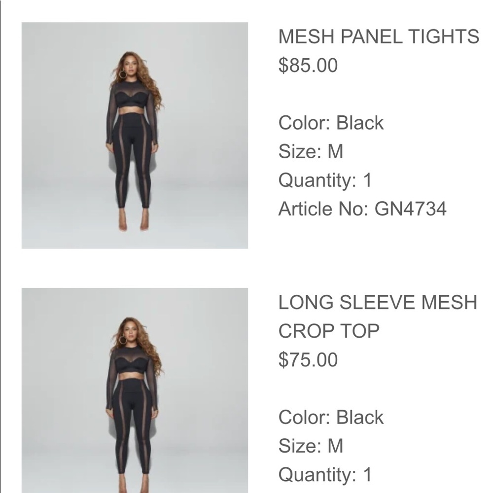 IVY PARK MESH CROP and TIGHT